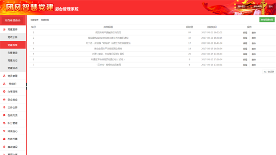 智慧黨建系統(tǒng)后臺(tái)之黨政公告