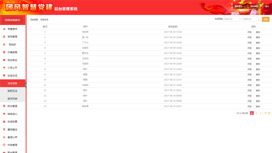 智慧黨建系統(tǒng)后臺(tái)之動(dòng)態(tài)信息